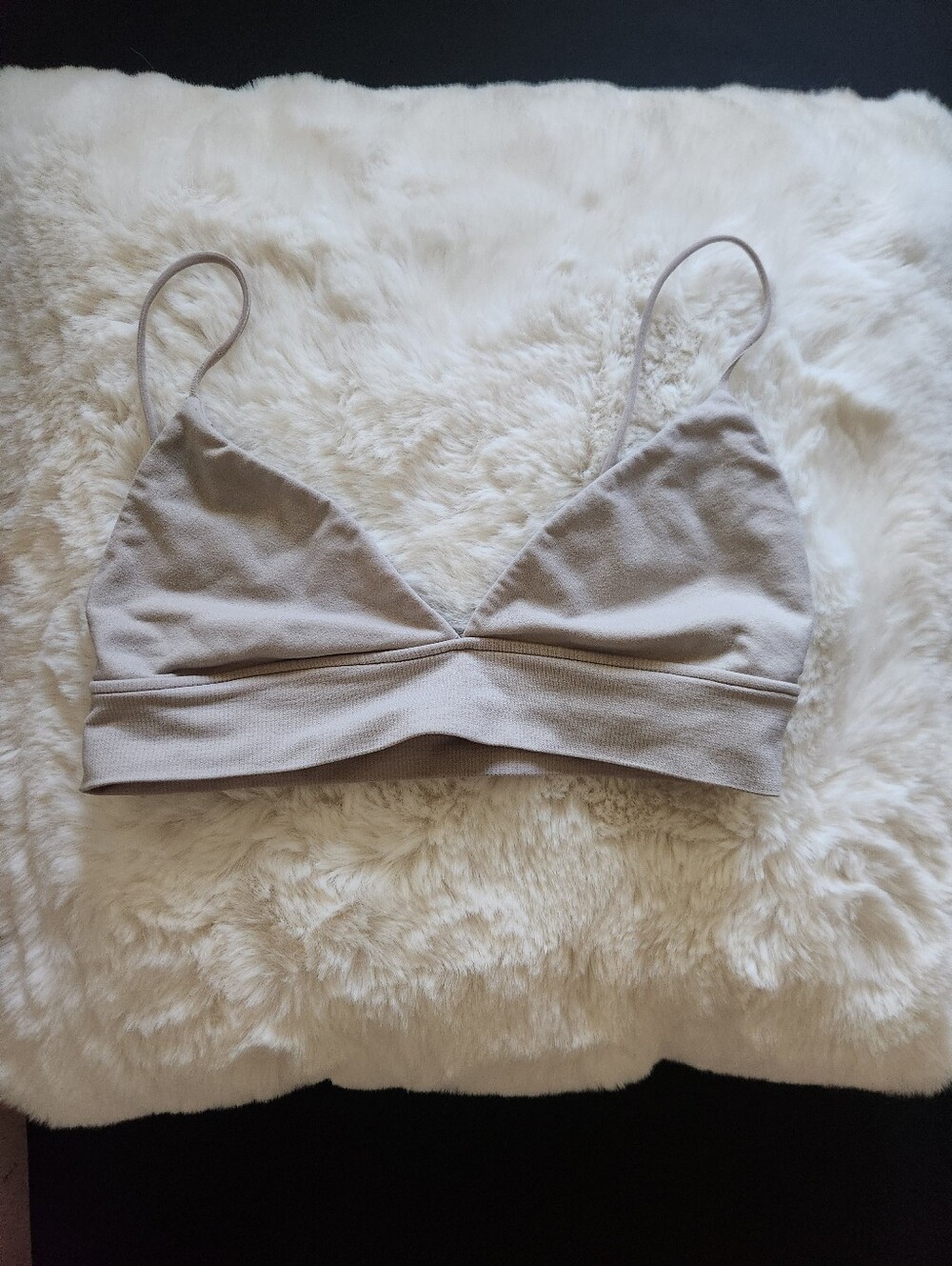 Beige/tan spaghetti straps ribbed bralette